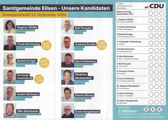 Flyer für die Wahl zum Samtgemeinderat 2